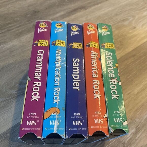 School house Rock VHS Set Of 5 Tapes Grammar Science Multiplication America Rock - Picture 6 of 8